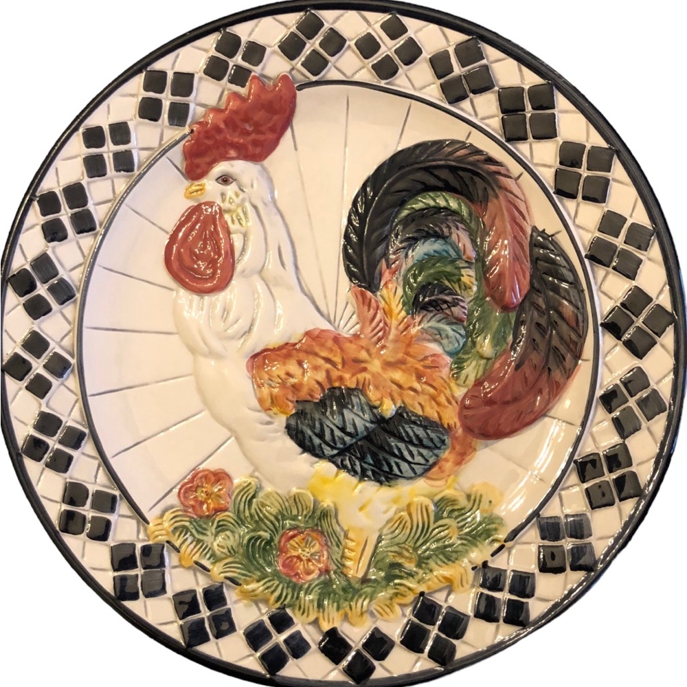 Vintage CBK Black Checked Rooster Plate - Picture 7 of 8